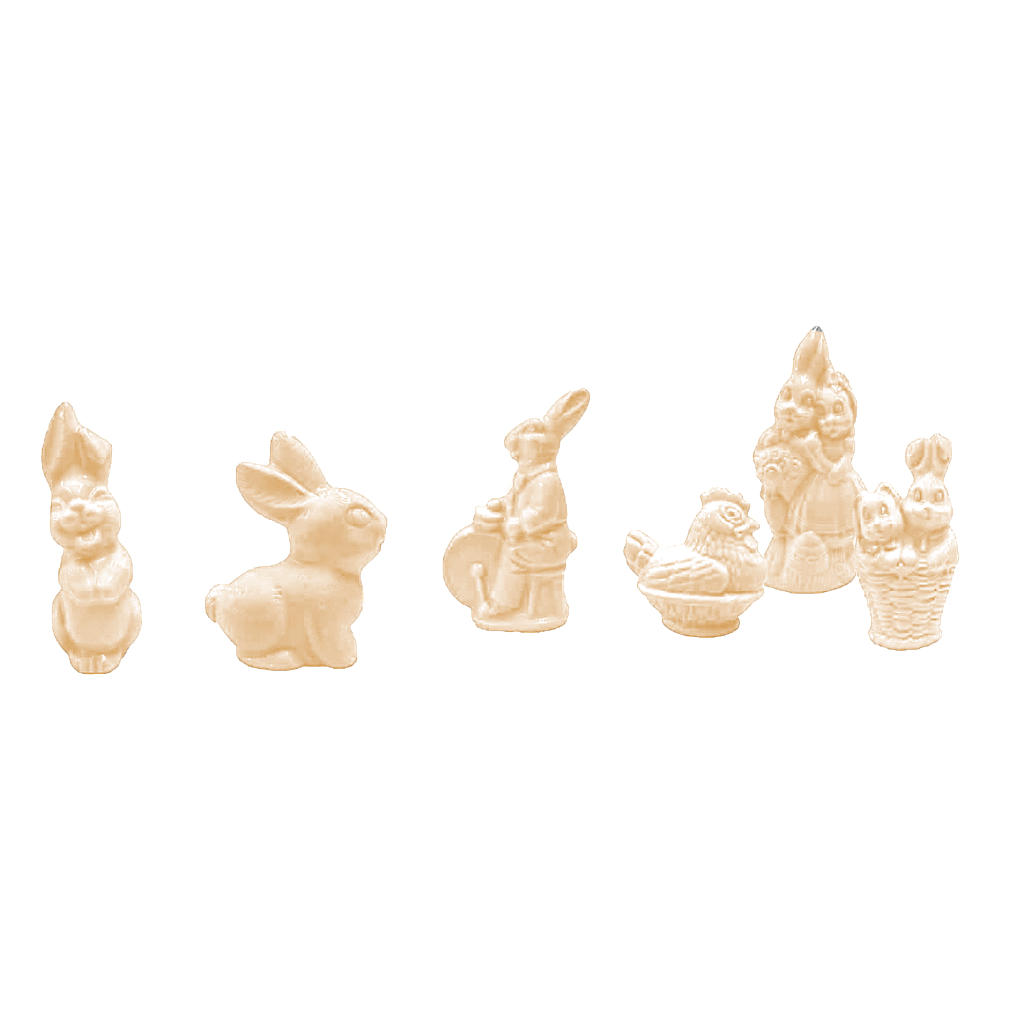 MEROUT MEDIUM SUJETS PÂQUES BLANC 50-110GR - 20ST - 1,5 KG | Lingier ...